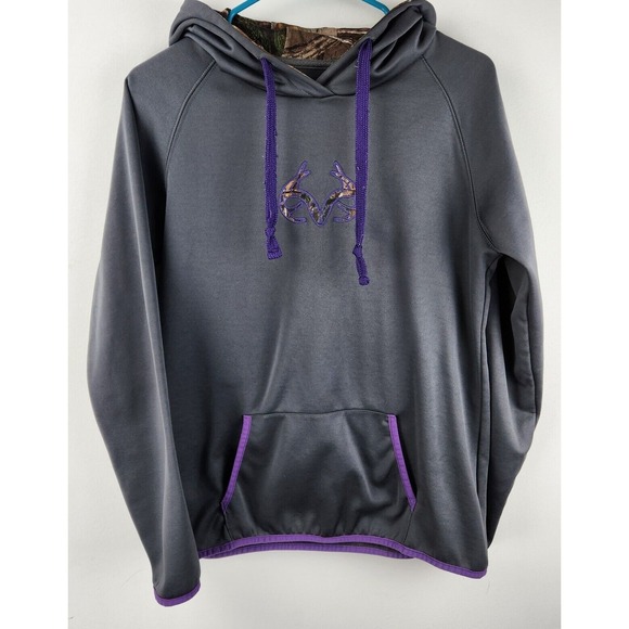Realtree Hoodie Gray Purple Pullover Mountainair Sweatshirt Sz Medium - Picture 1 of 6
